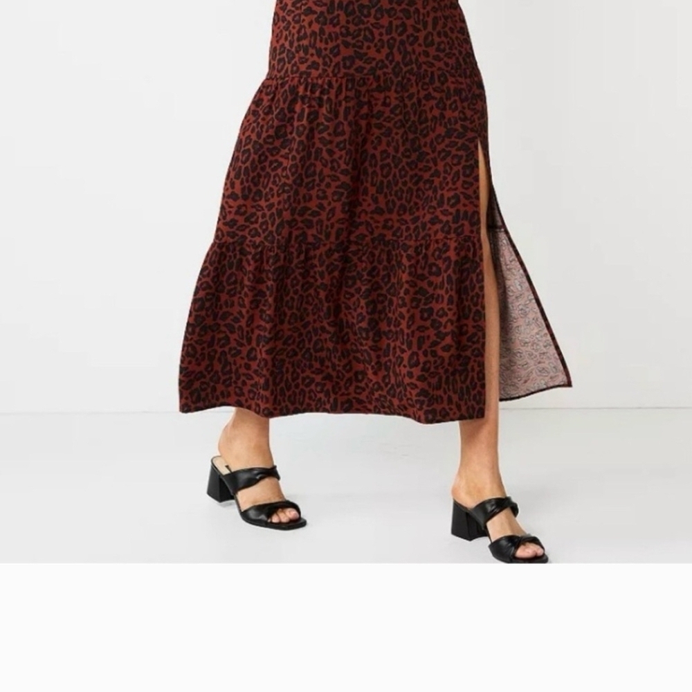 Nine West Animal Print Maxi Skirt - Black and Brown